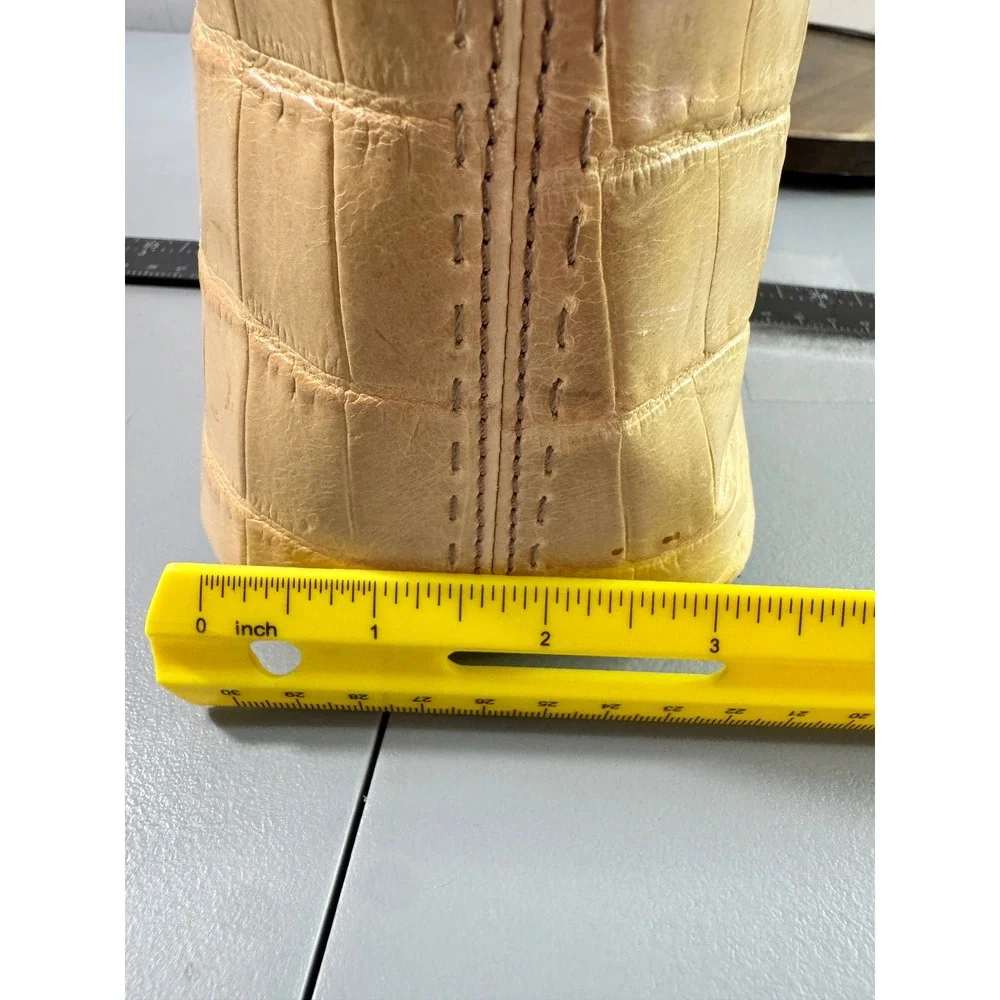 Fossil Baguette Bag Women Small Cream Croc Embossed Leather Zip Shoulder Bag